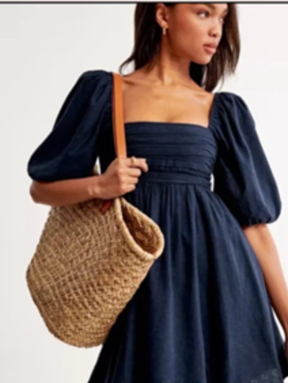 Abercrombie Navy Emerson Puff Sleeve Dress